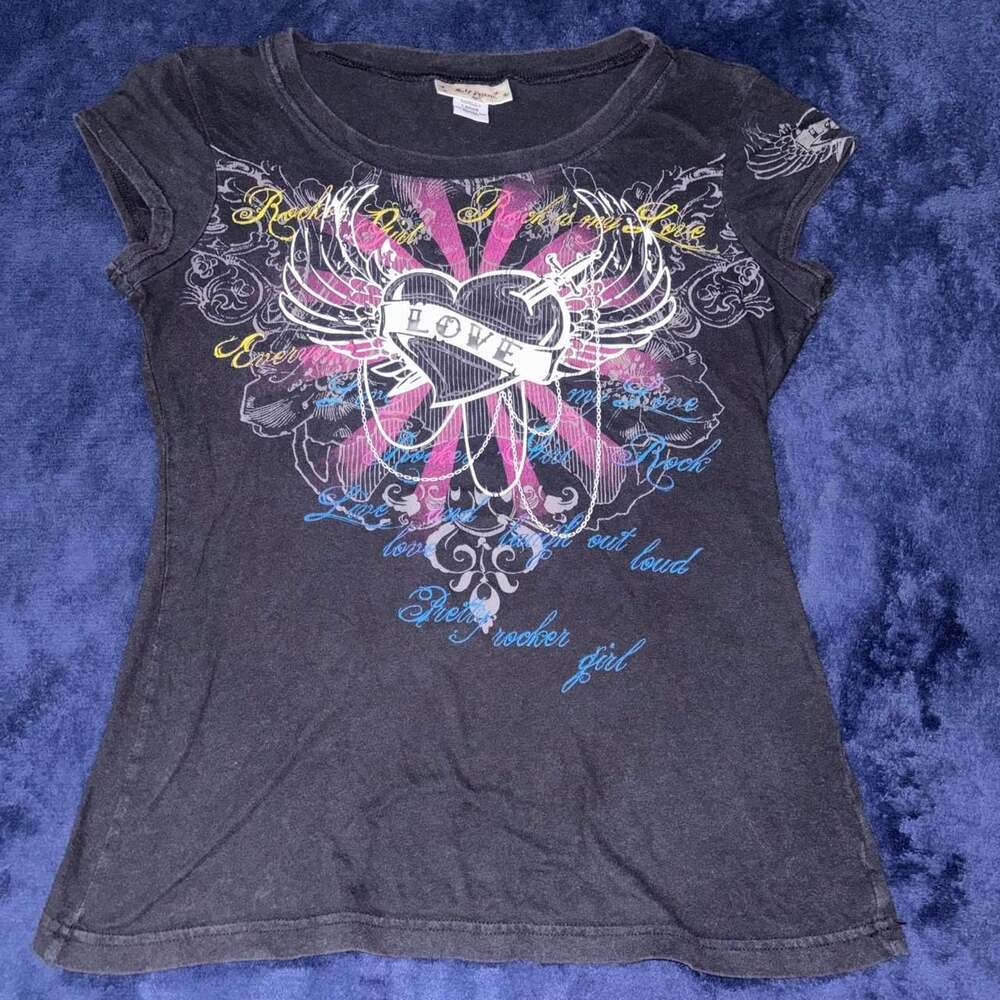 Self Esteem Y2K Grunge Graphic T-Shirt Size L Ed Hardy Style